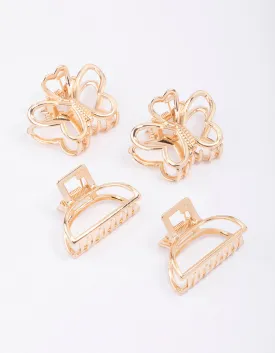 Gold Butterfly Hair Claw Clip 4-Pack