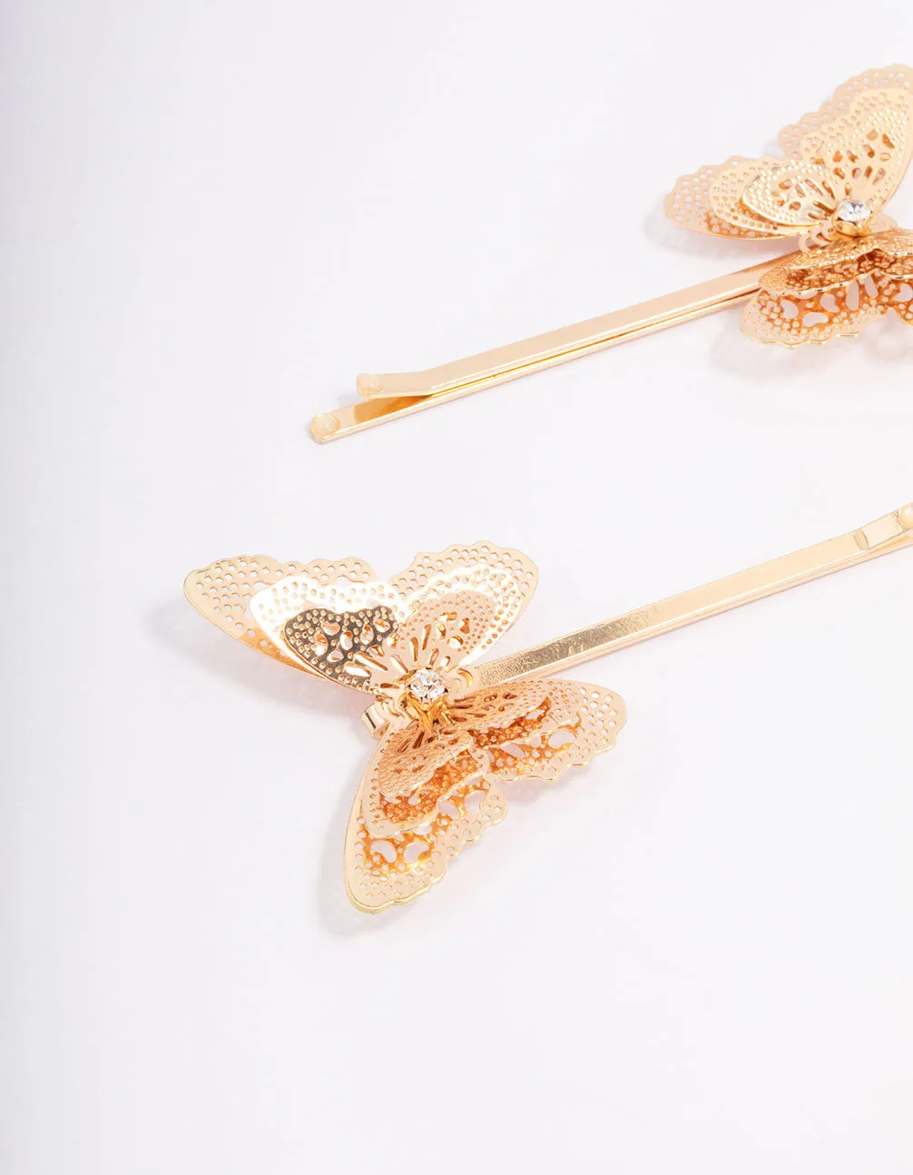 Gold Detailed Butterfly Hair Clip Pack