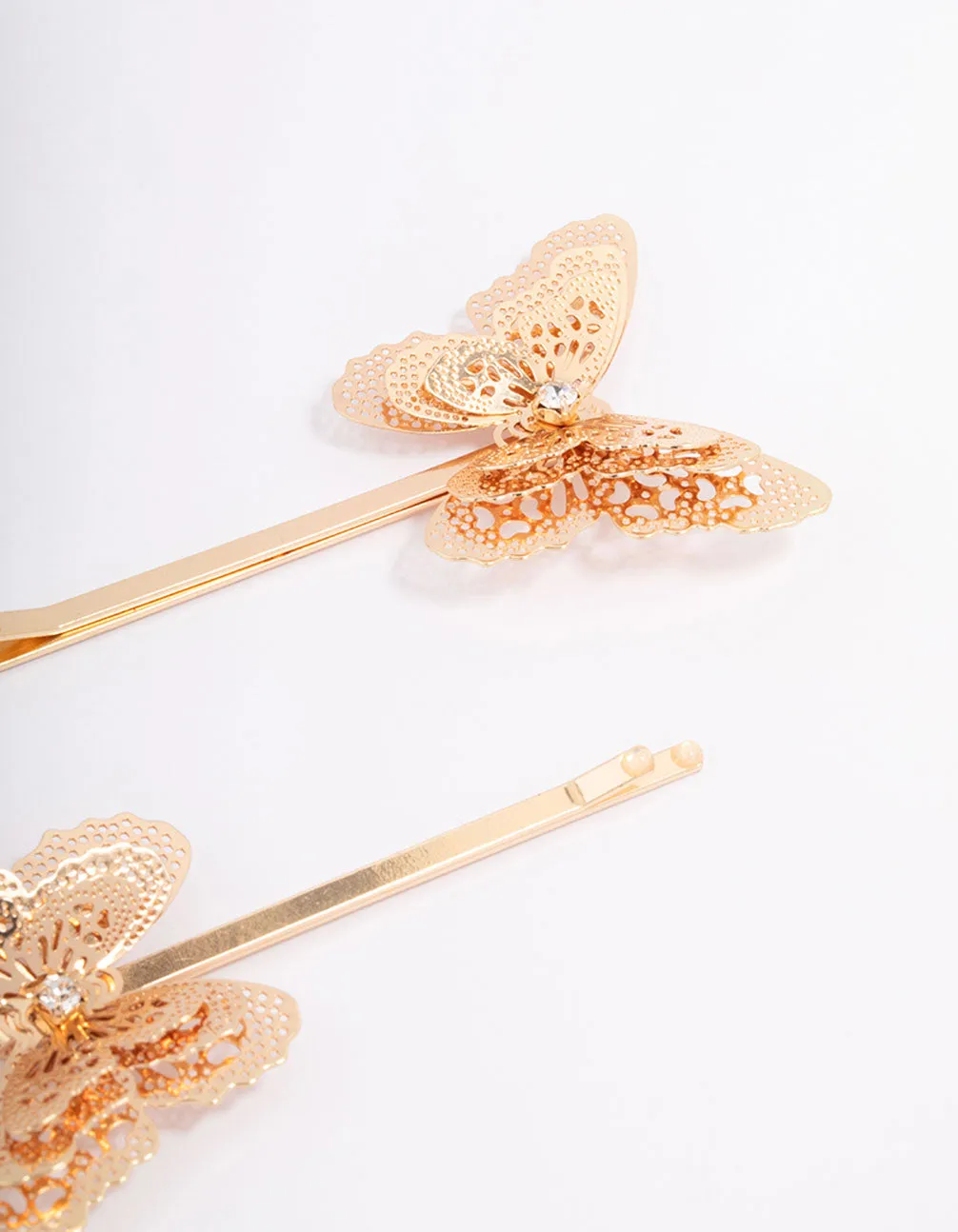 Gold Detailed Butterfly Hair Clip Pack