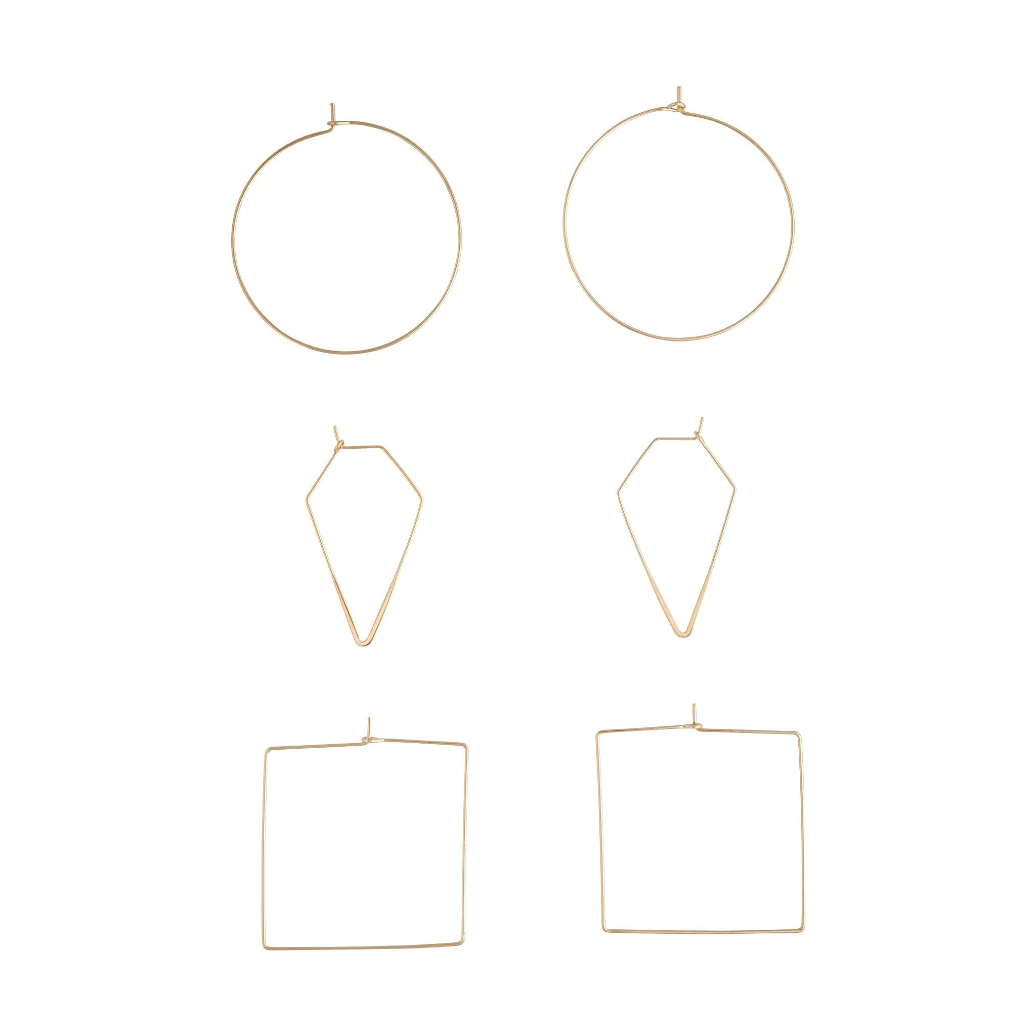 Gold Geometric Fine Hoop Earring Pack