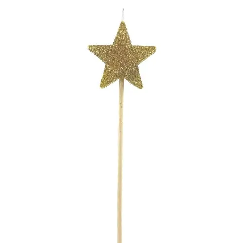 Gold Glitter Star Candle