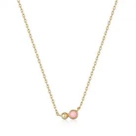 Gold Orb Rose Quartz Pendant Necklace  N045-02G-RQ