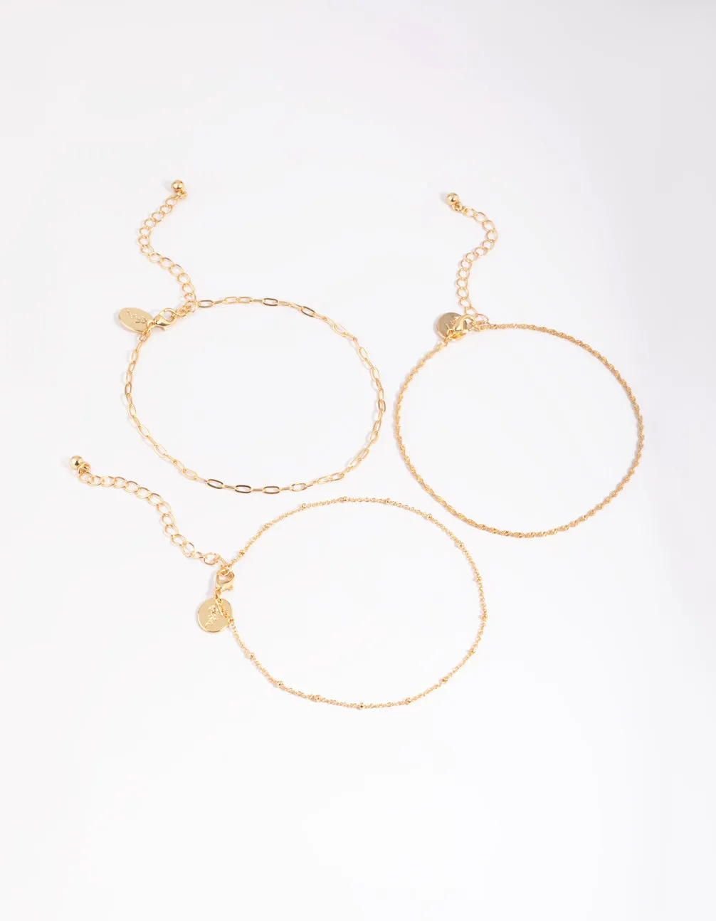 Gold Plated Fine Chain Anklet Set