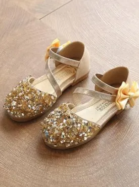 Gold Sequin Ballerina Flats By Liv and Mia