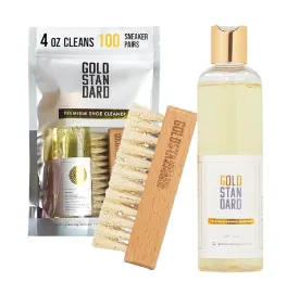 Gold Standard Premium Shoe Cleaning Kit | 4 Oz Cleans 100 Pairs | Shoe Cleaner Solution with Hog Hair Brush