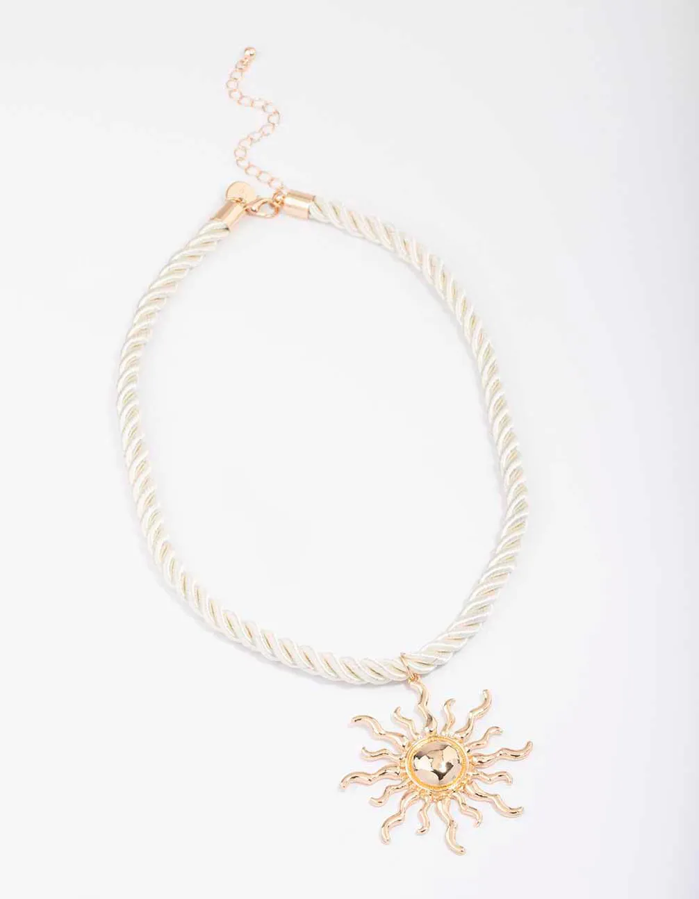 Gold Twisted Cord Sun Pendant Necklace