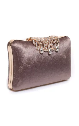 Gold Velvet Evening Clutch Bag - Bessie London