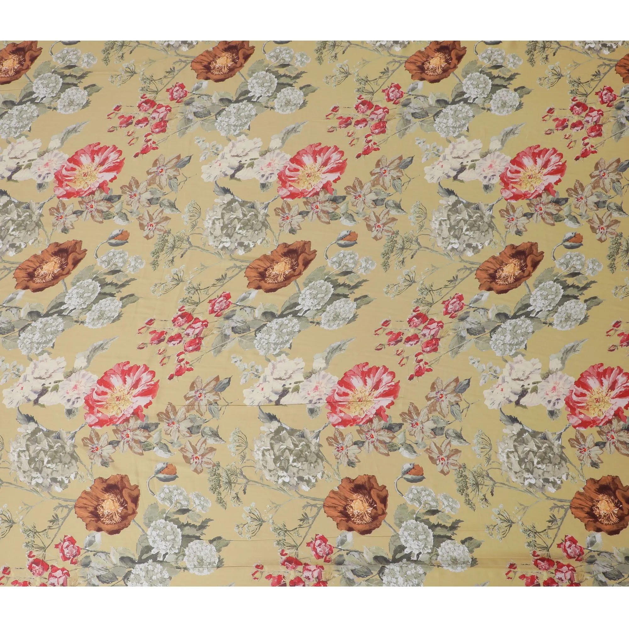 Golden Amber Floral Synthetic Modal Satin Fabric - Vibrant Blossom Print, 110cm - Buy Online-D17979