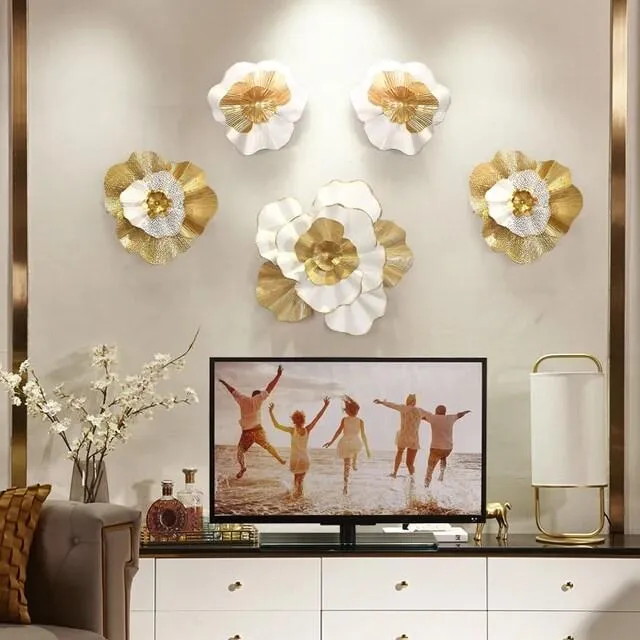 Golden Flower Metal Wall Art