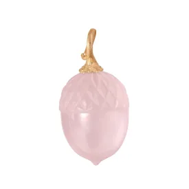 Golden Forest Acorn Pendant in 18K Yellow Gold with Rose Quartz