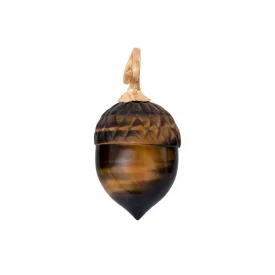 Golden Forest Acorn Pendant with Tiger Eye