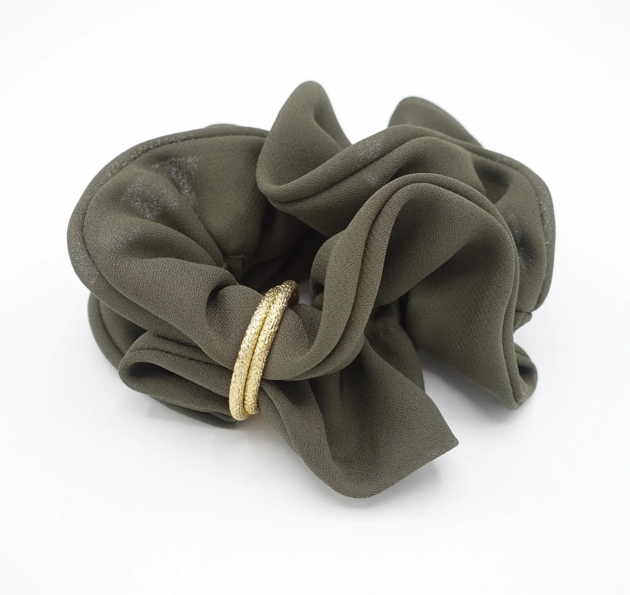 golden ring decorated chiffon scrunchies women hair accessory