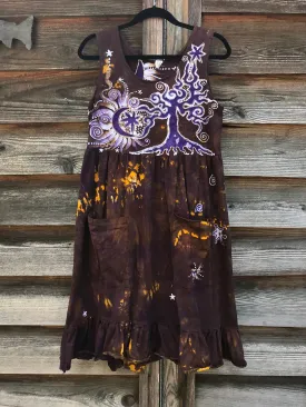 Golden Sun Purple Forest Farmer's Market Pocket Dress - Size Medium