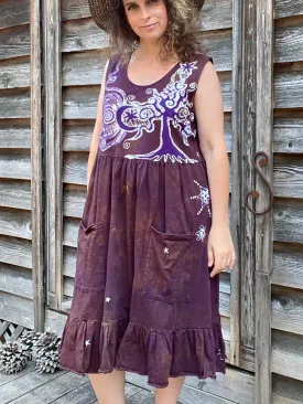 Golden Sun Purple Forest Farmer's Market Pocket Dress - Size XL