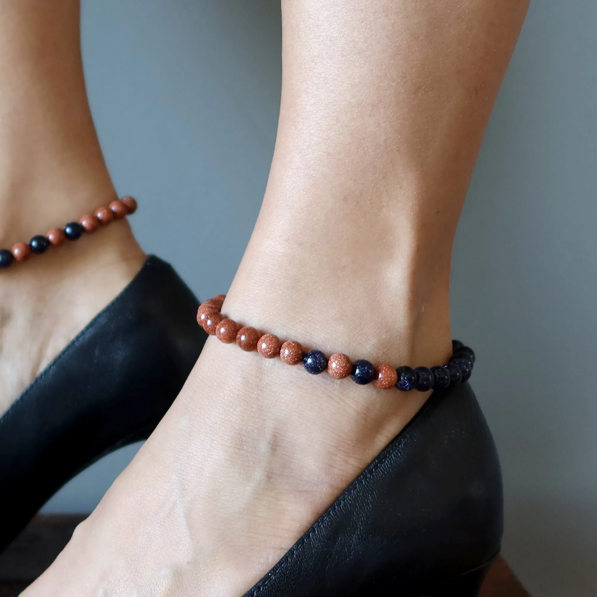 Goldstone Anklet Glittery Grounded Gorgeous