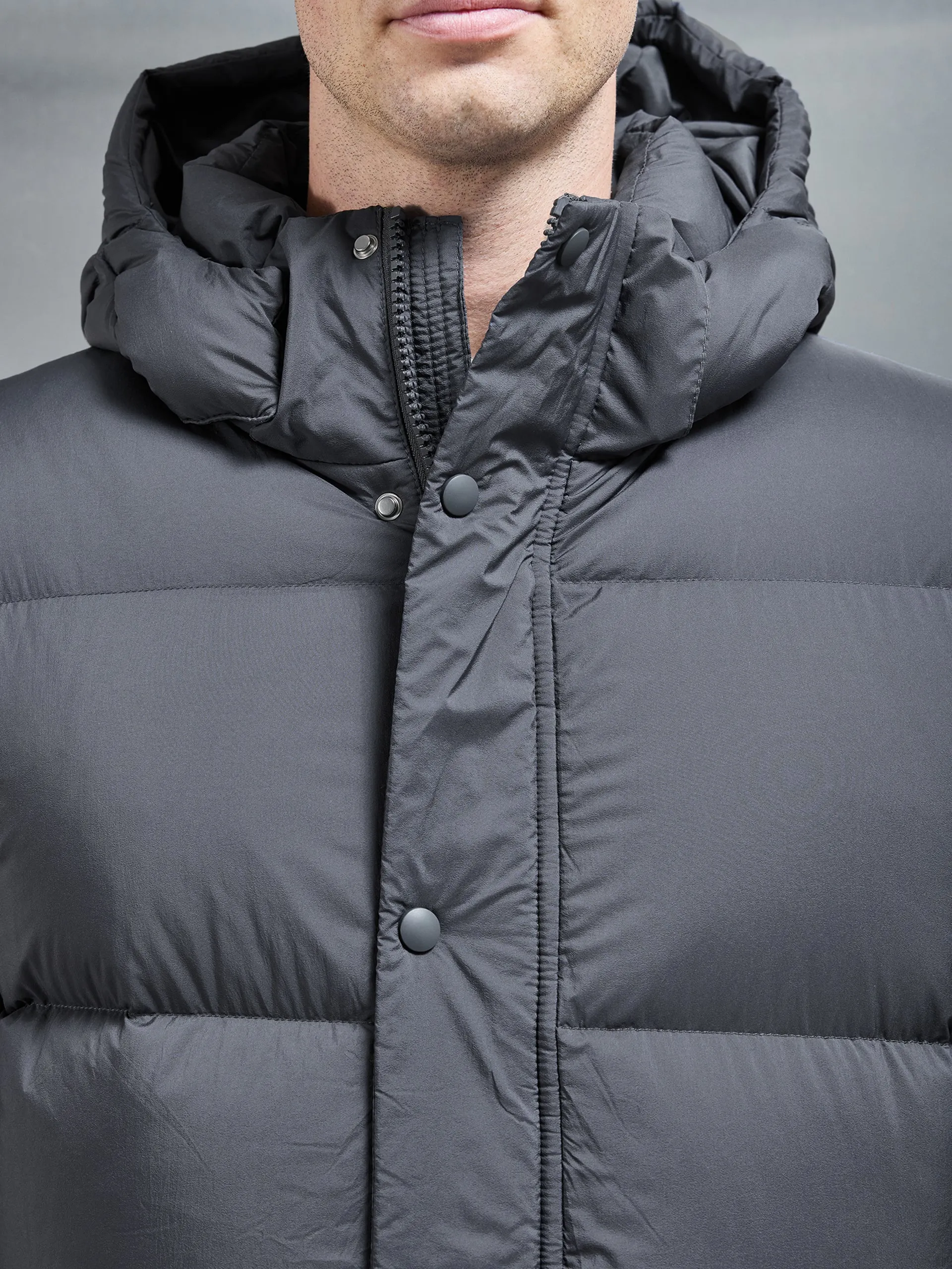 Gray Mid-Length Goose Down Jacket - Top Quality Winter Outerwear