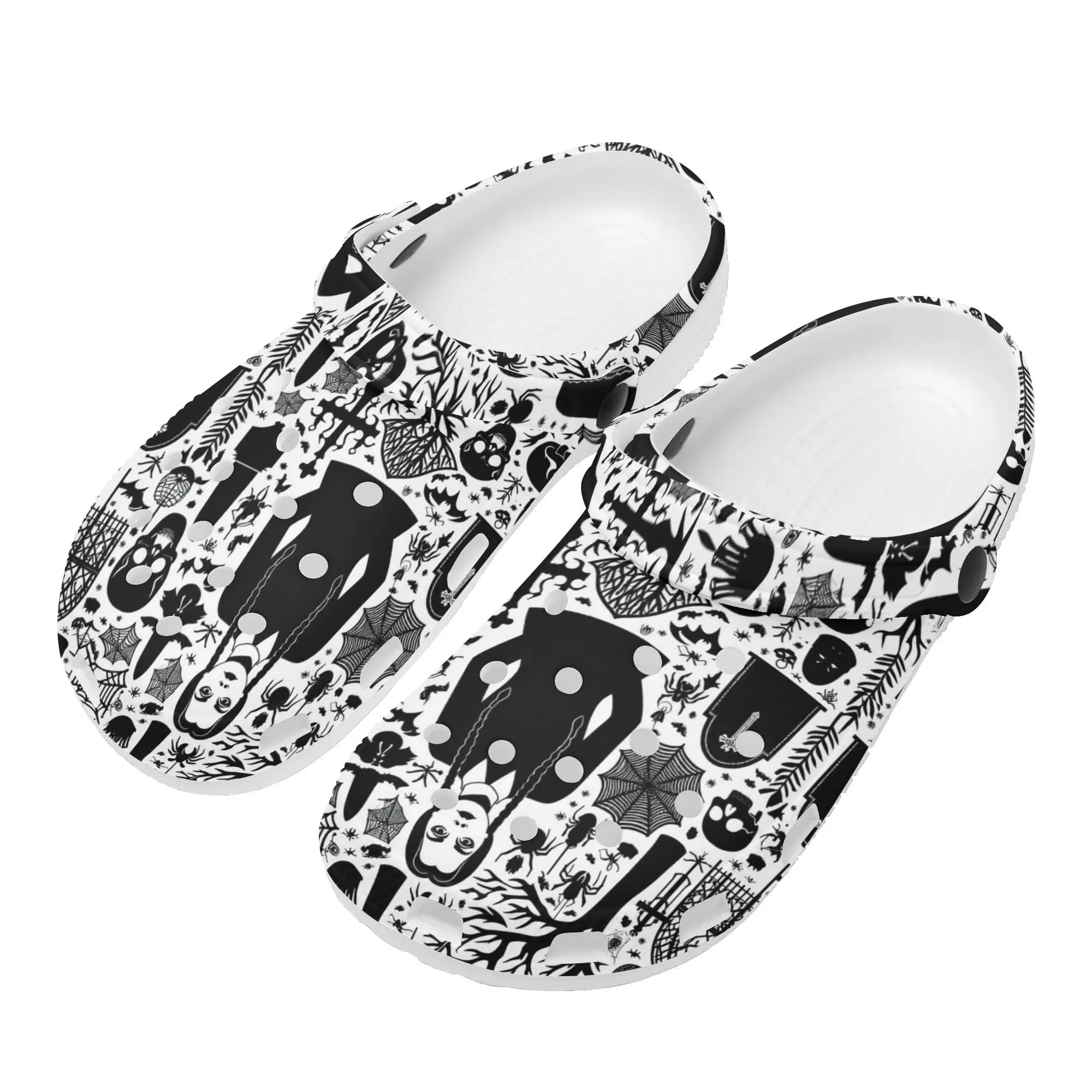 Gothic Pattern Clogs Wednesday Womens All Over Printing Classic Sandals