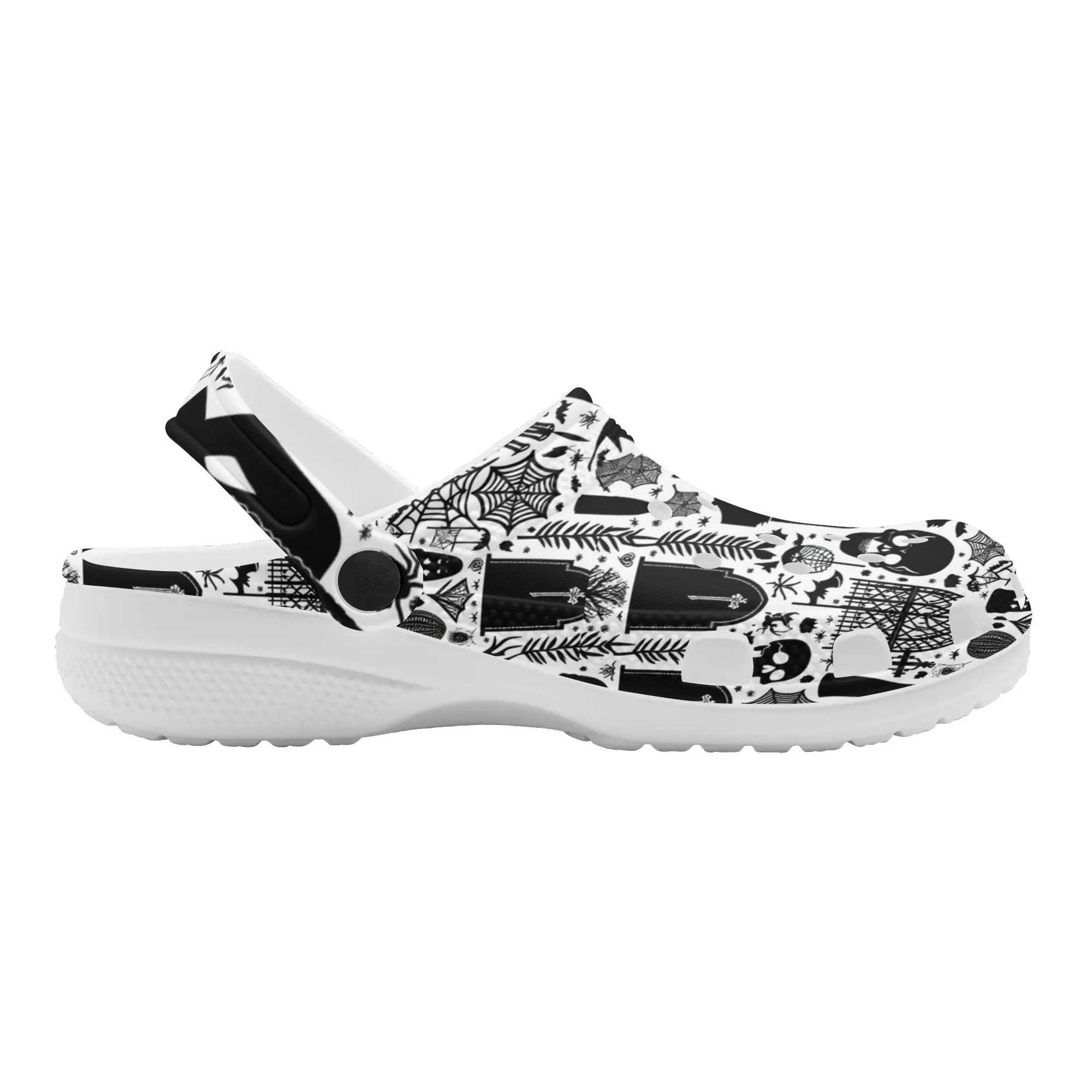 Gothic Pattern Clogs Wednesday Womens All Over Printing Classic Sandals