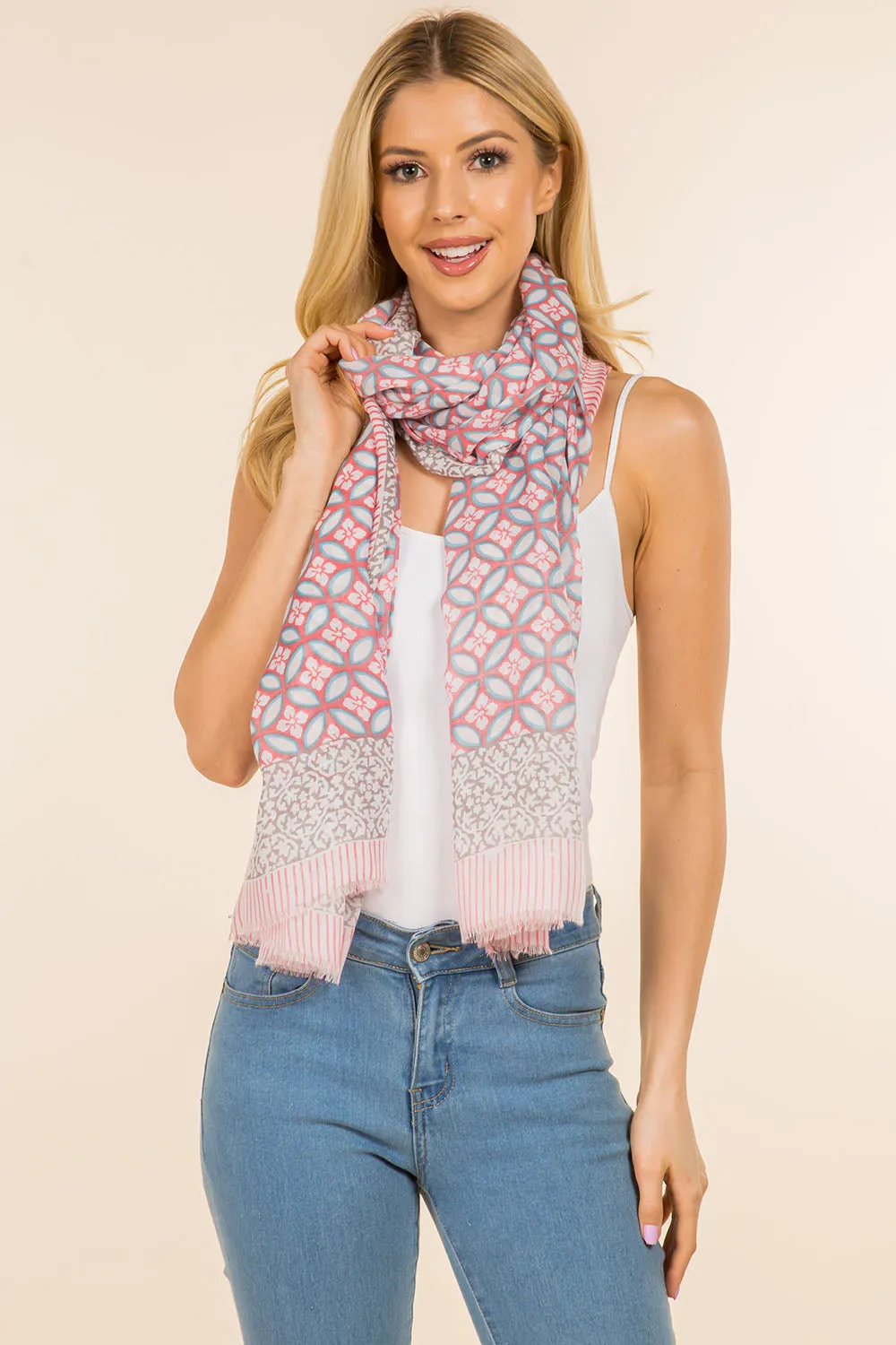 GPO-4010 geometric & border design scarf