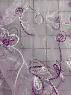 Grab Bag - Embroidered Organza with Sequins Lilac