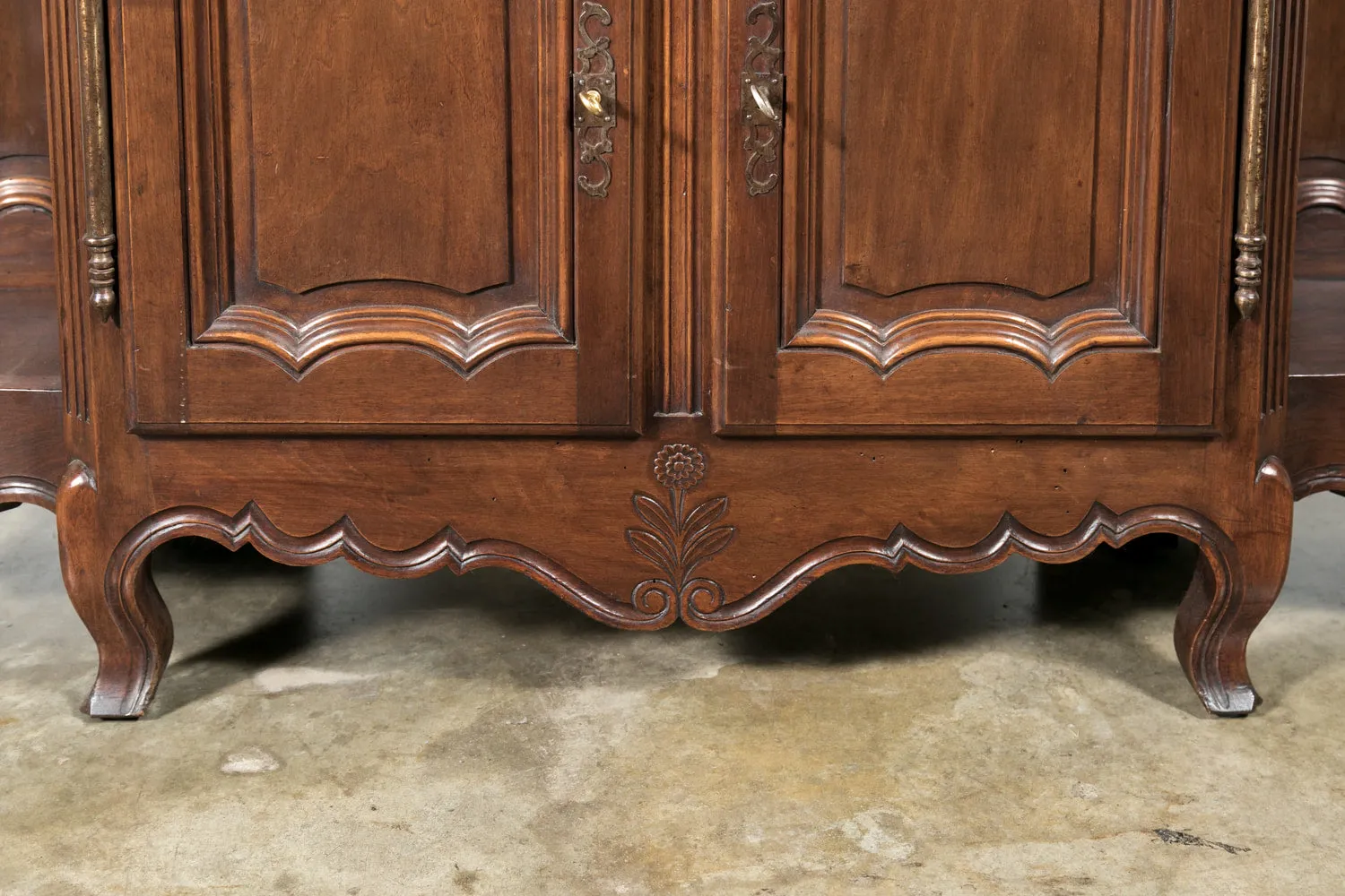 Grand 19th Century French Louis XV Style Walnut Hall Tree with Storage Cabinet