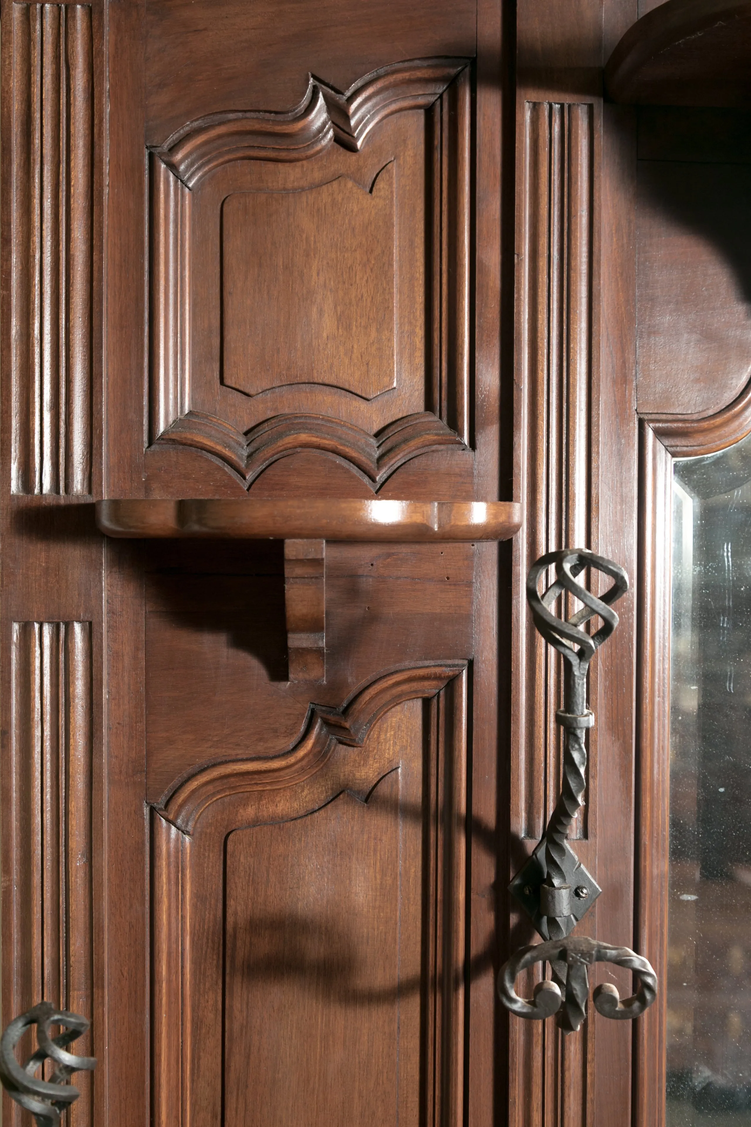 Grand 19th Century French Louis XV Style Walnut Hall Tree with Storage Cabinet