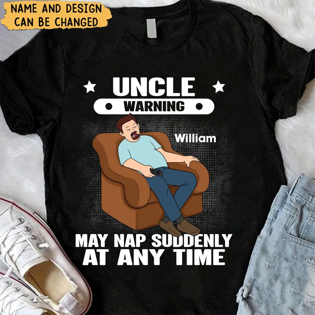 Grandpa Warning May Nap Suddenly At Any Time Funny Personalized T-Shirt