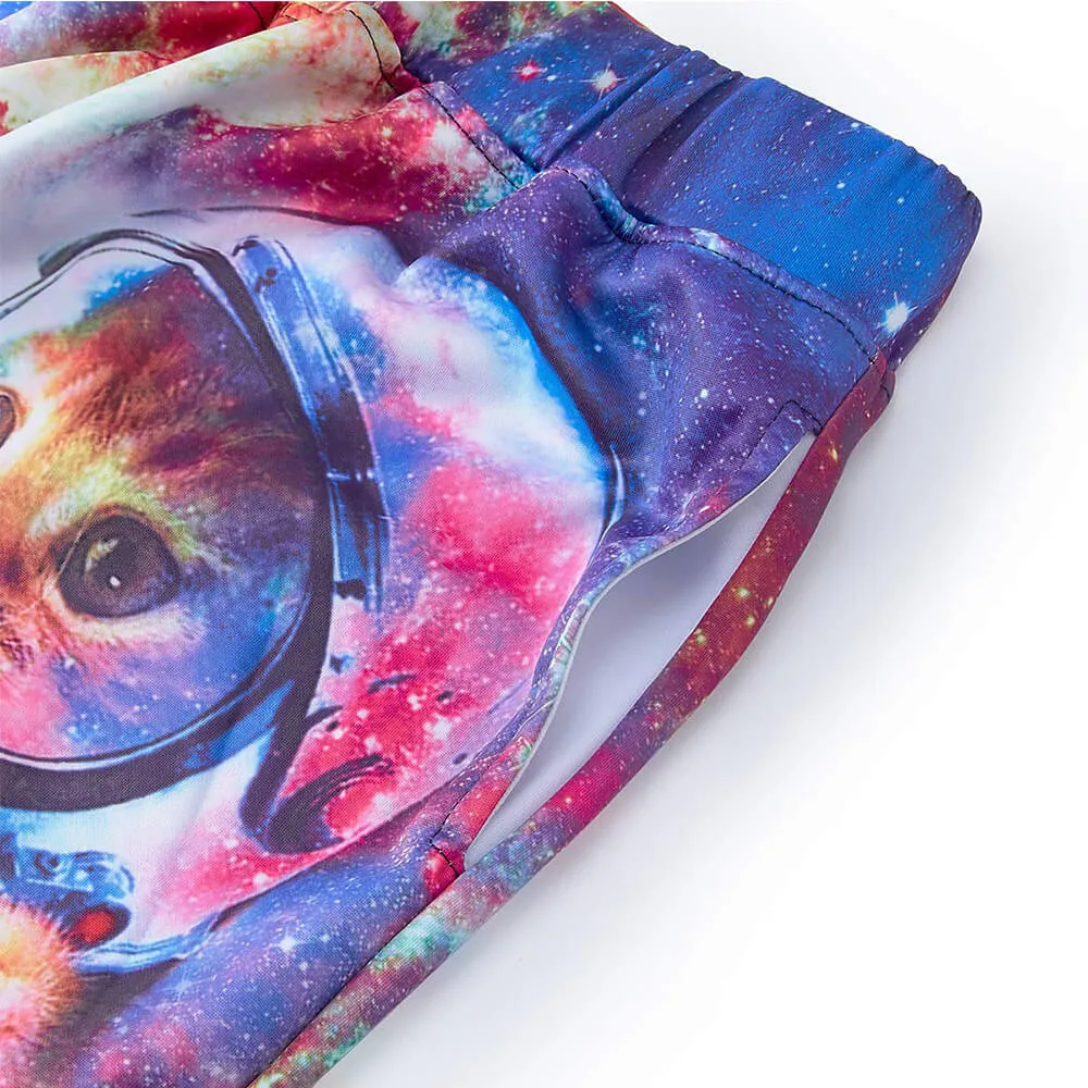 Graphic Space Astronaut Cat Joggers