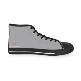 Graphite Grey Men's High Tops, Solid Color Modern Minimalist Best Men's High Top Sneakers (US Size: 5-14)