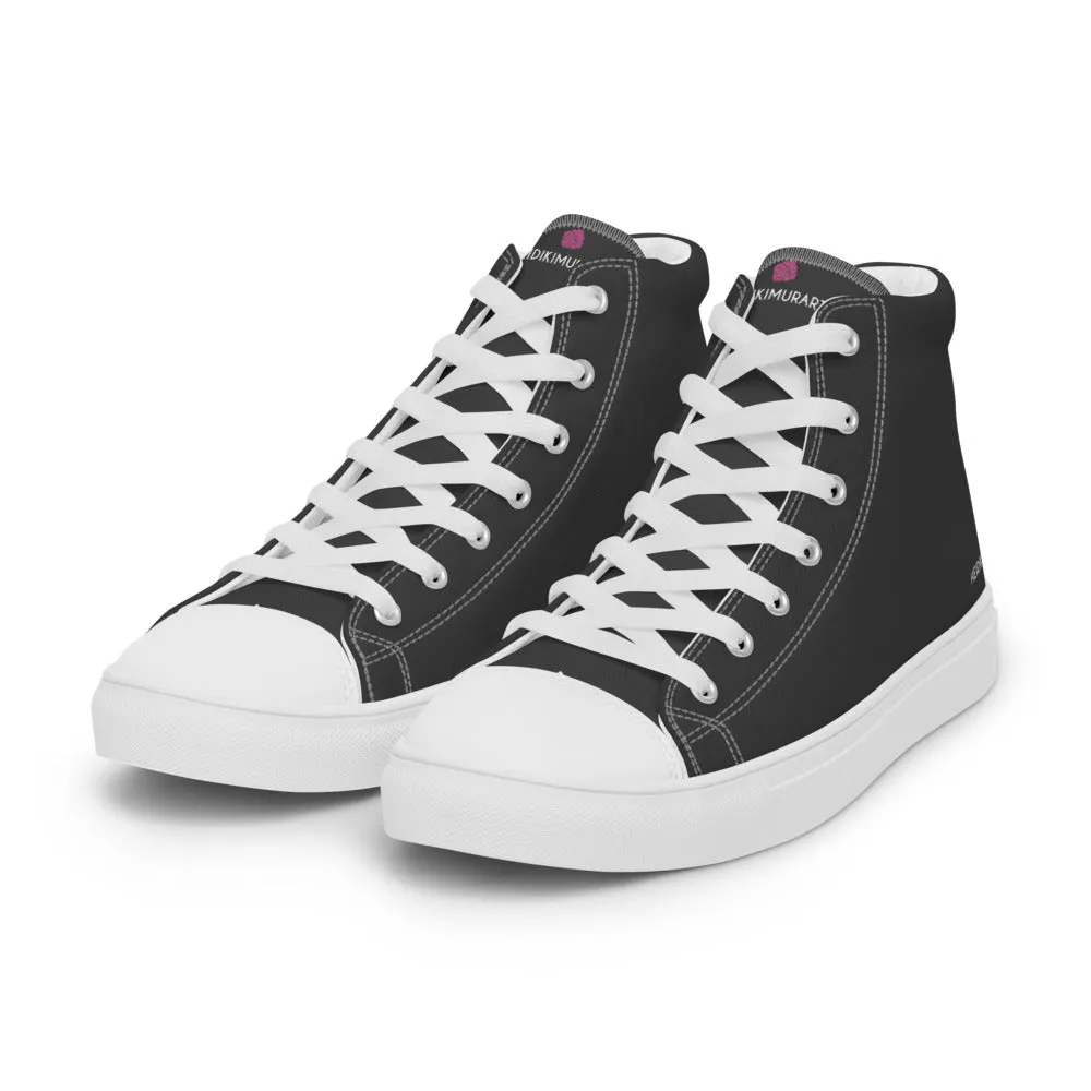 Graphite Grey Men's Sneakers, Solid Color Designer Canvas High Top Shoes For Fashionable Men