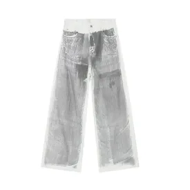 Gray On White Baggy Jeans