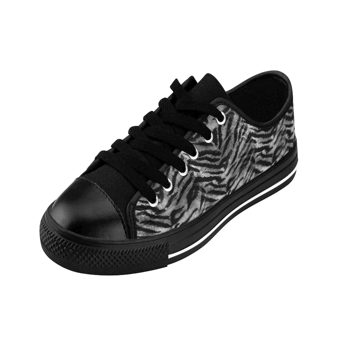 Gray Tiger Stripe Men's Sneakers, Animal Print Low Top Running Tennis Shoes For Men