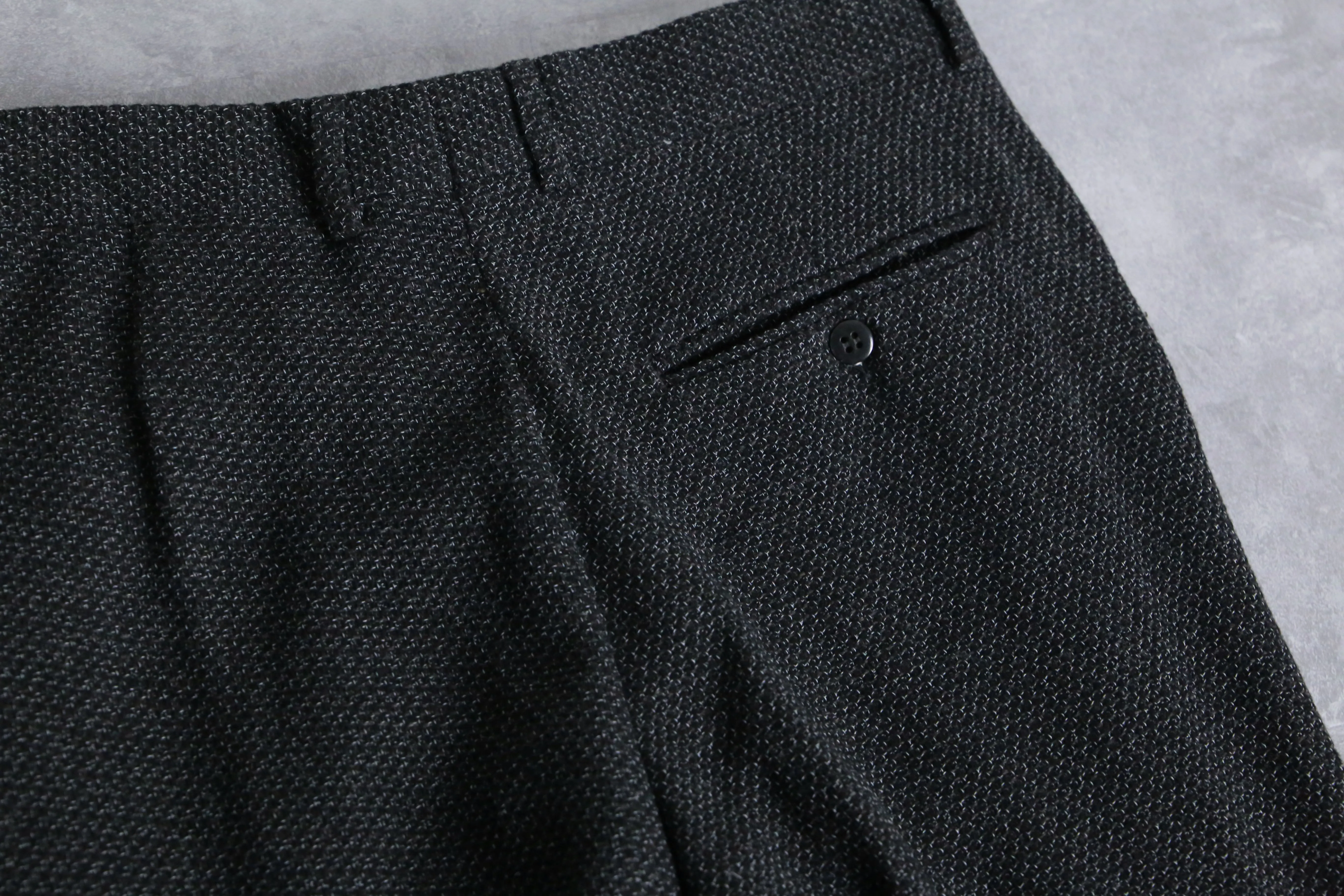 gray tweed wide tapered slacks