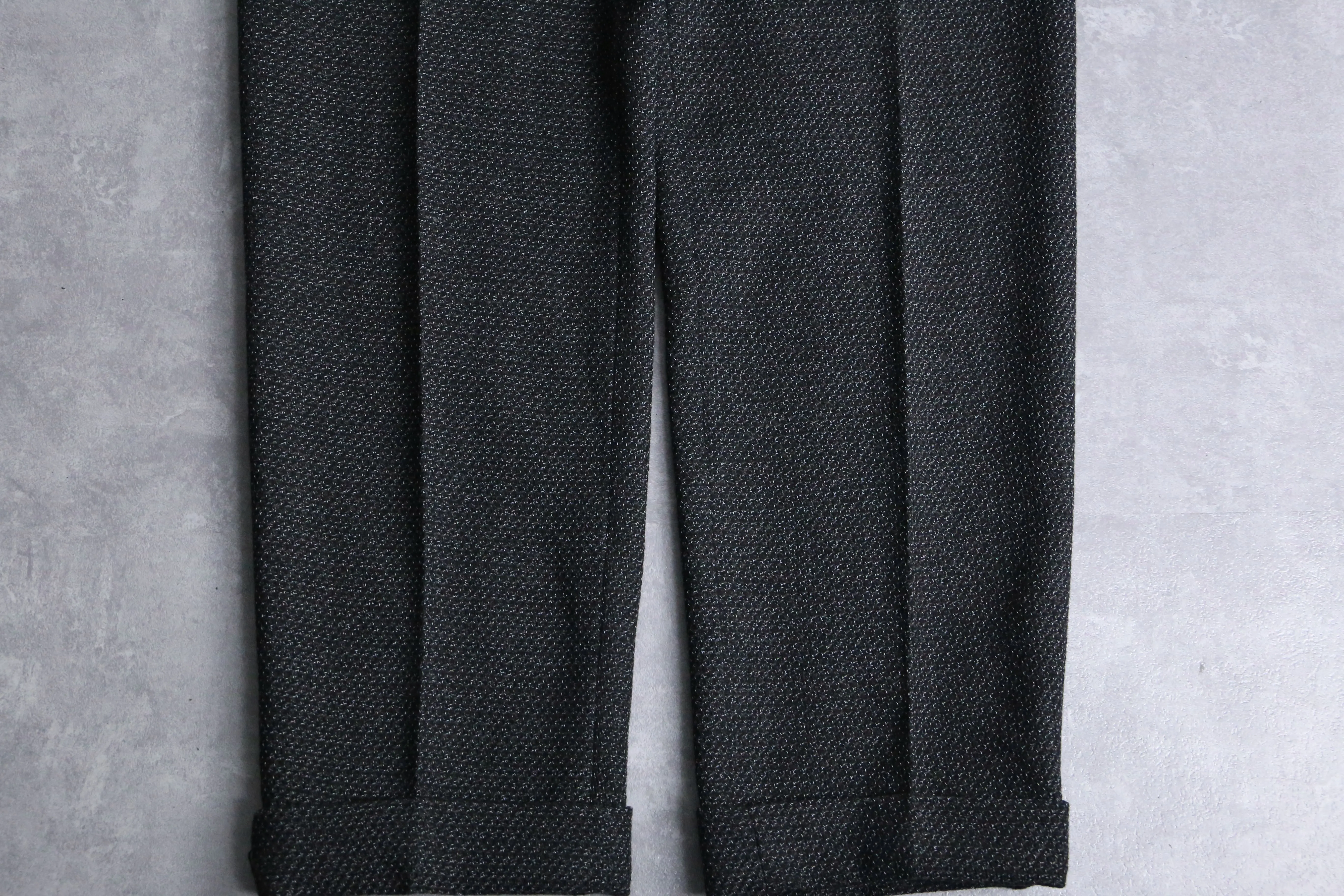 gray tweed wide tapered slacks