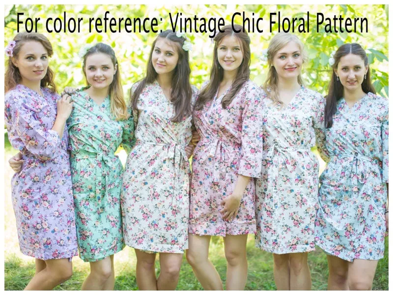 Gray Vintage Chic Floral Pattern Bridesmaids Robes