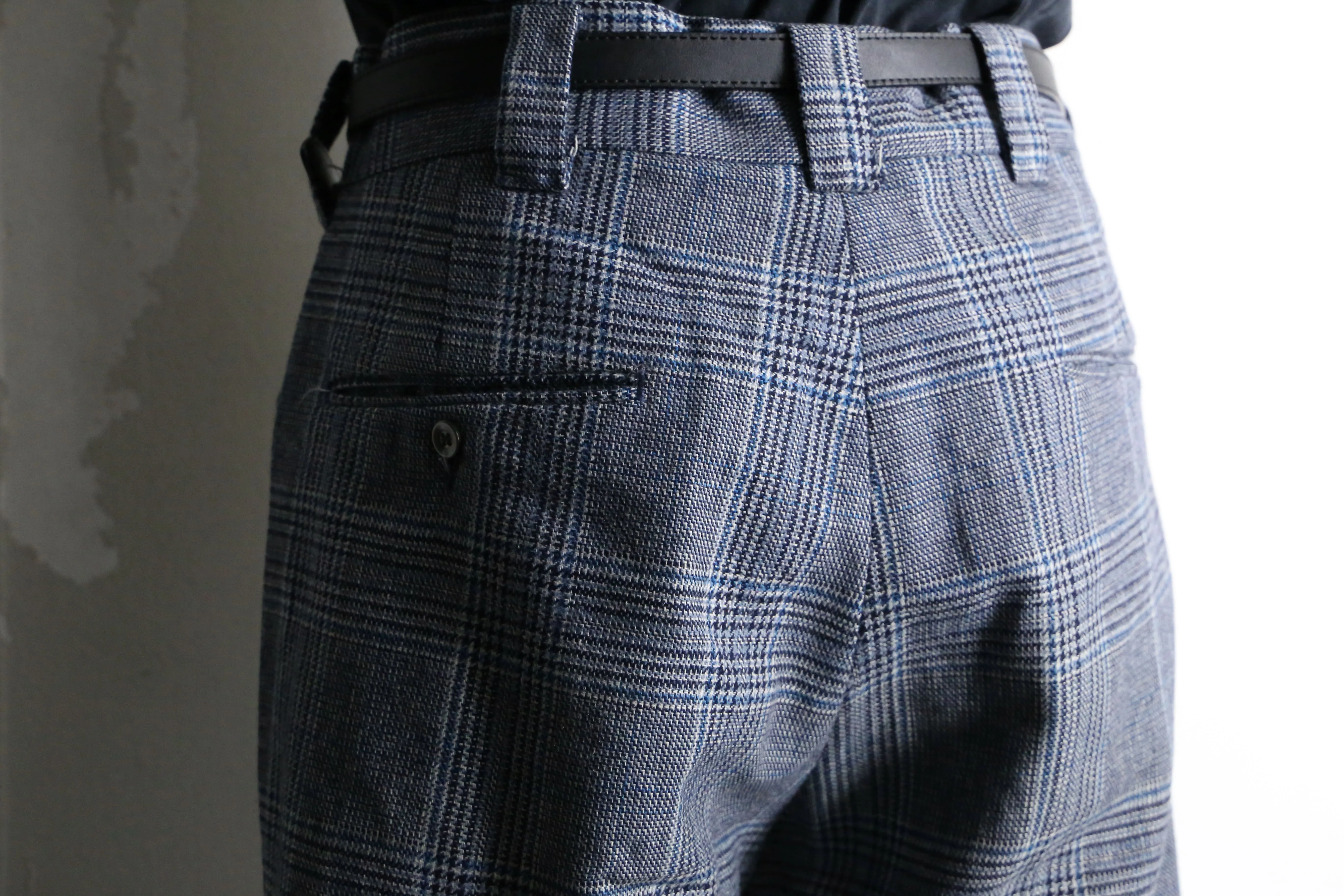 grayish check pattern straight slacks