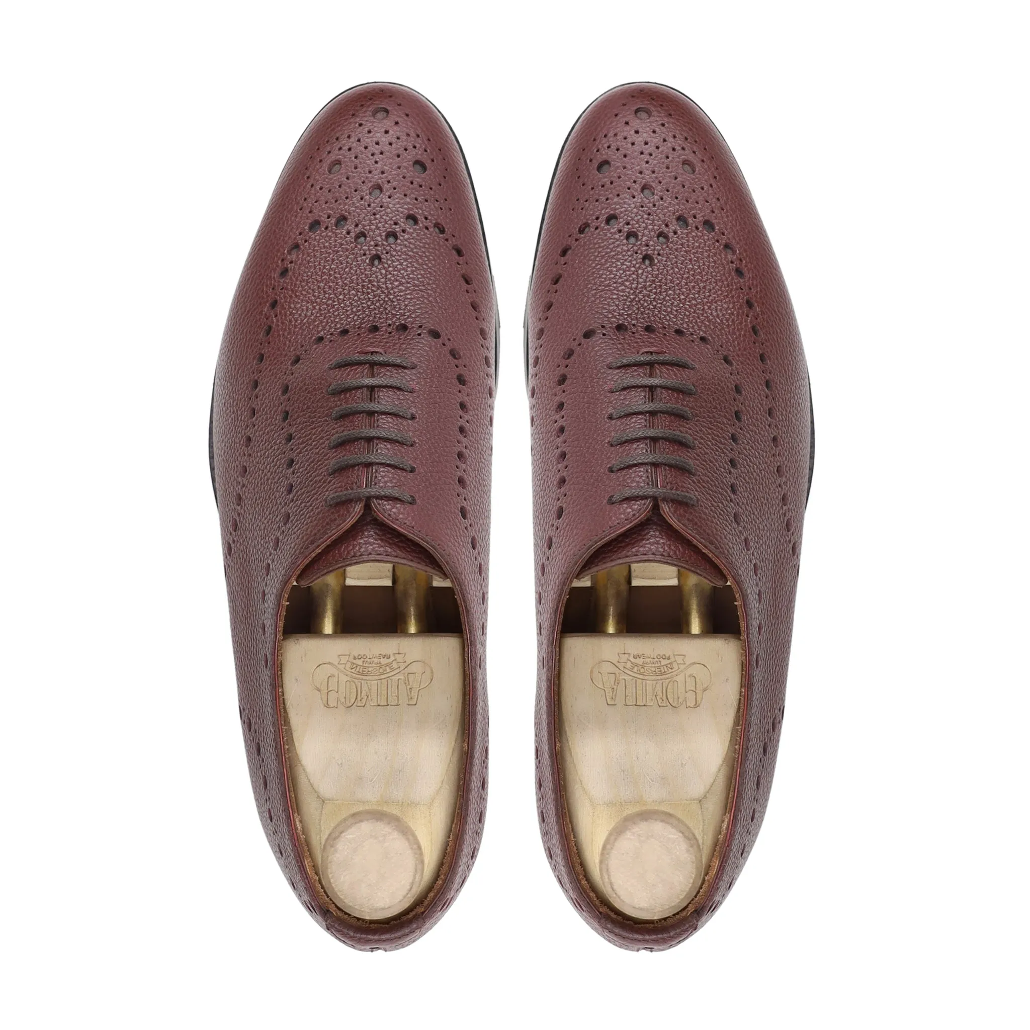 Graz - Men's Oxblood Pebble Grain Leather Wholecut Shoe