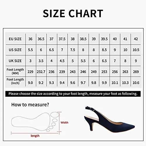 Greatonu Women's Pointed Toe Slingback Dress Court Shoes