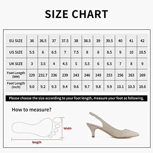 Greatonu Women's Pointed Toe Slingback Dress Court Shoes