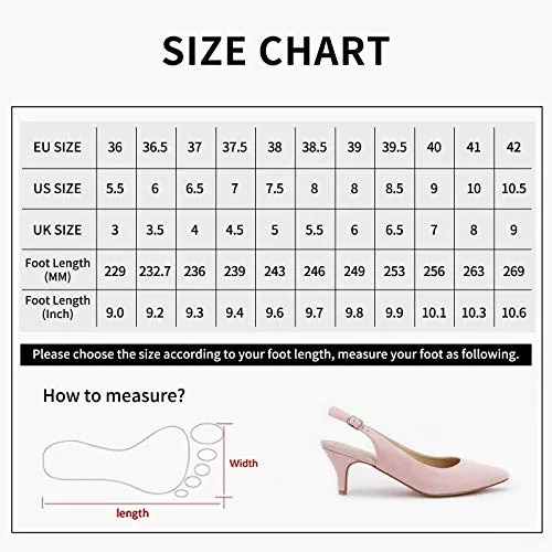 Greatonu Women's Pointed Toe Slingback Dress Court Shoes