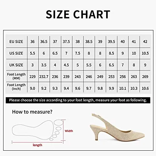 Greatonu Women's Pointed Toe Slingback Dress Court Shoes