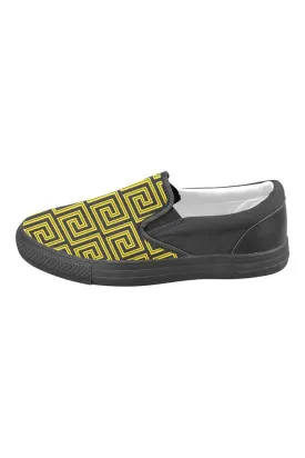 Greek Key Men's Slip-on Canvas Shoes (Model 019)