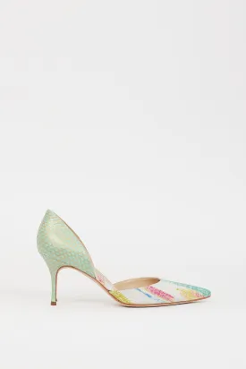 Green & Multicolour Printed D'Orsay Heel