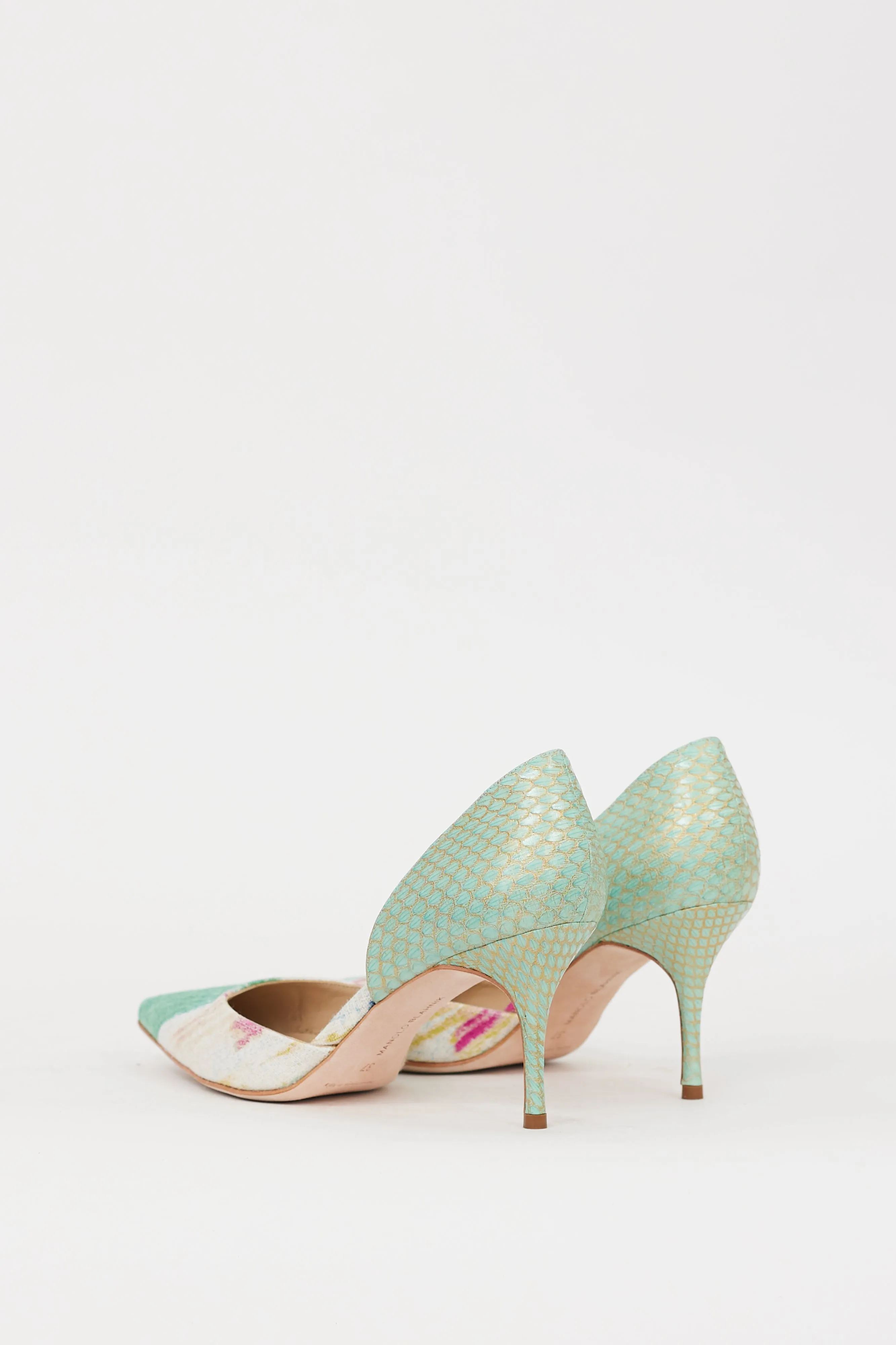 Green & Multicolour Printed D'Orsay Heel