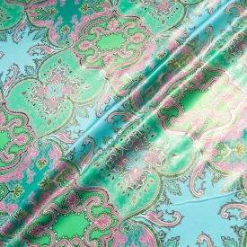 Green & Turquoise Vision Printed Pure Silk