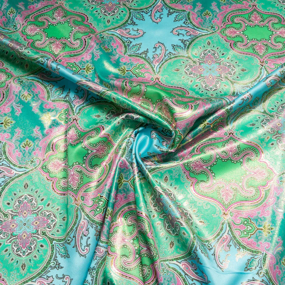 Green & Turquoise Vision Printed Pure Silk