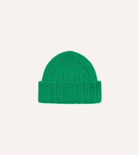 Green Angora Lambswool Ribbed Knit Cap