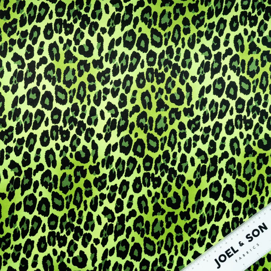 Green Animal Printed Pure Silk Satin