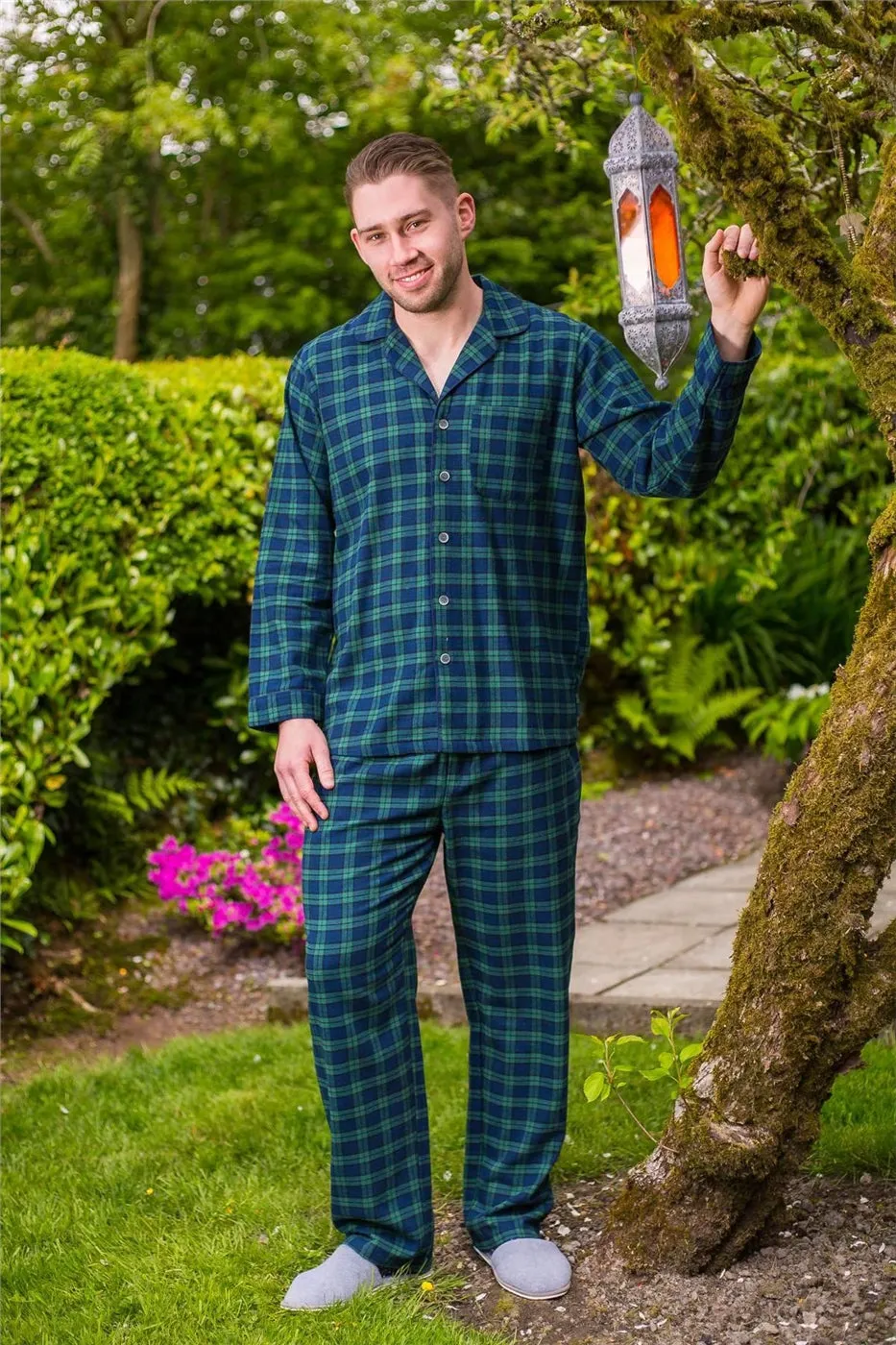 Green Blackwatch Tartan Flannel Pyjamas