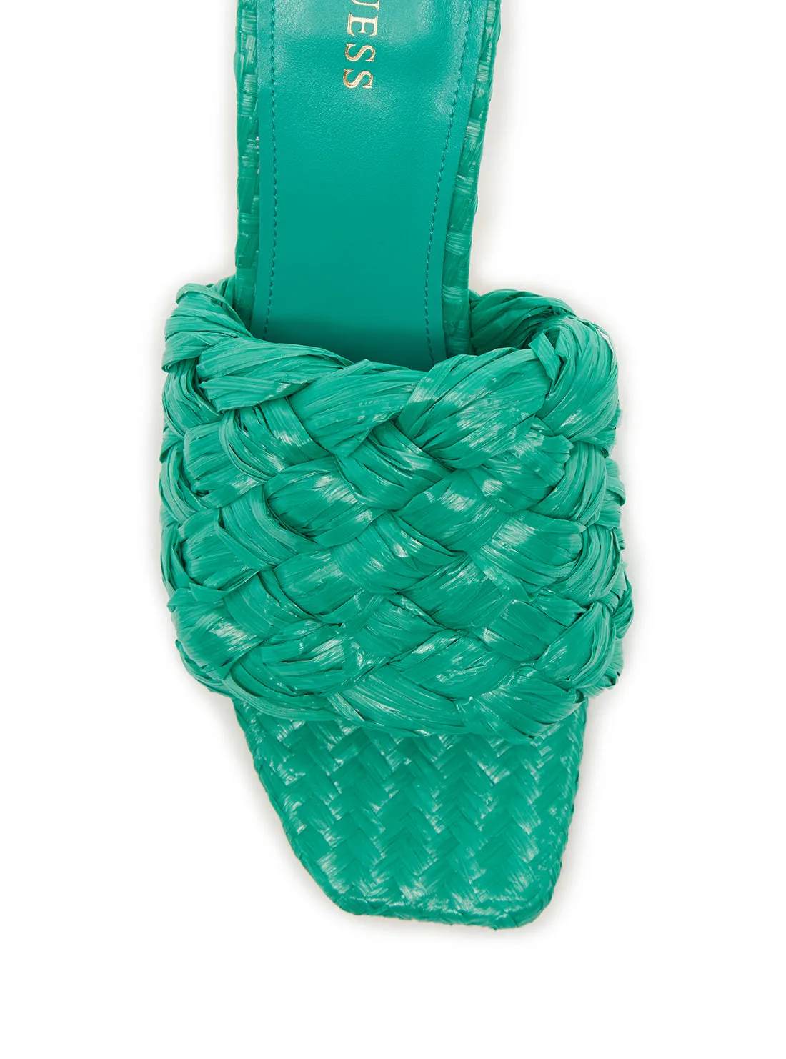 Green Byanna Woven Sandal Heels